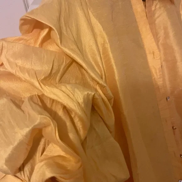 NWT “STAND IN STYLE”  Yellow Button-Up Sheer/LINEN/POLYESTER BLEND Dress 1X - Picture 6 of 11